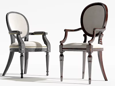 Classic Design Dining Chairs With Armrests And Upholstered Seats In Different Colors 3d model