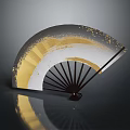 Elegant Decorative Fan Wall Hanging With Gold White Black Artistic Pattern