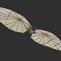 3D Model of Bat With Outstretched Membrane Wings and Skeletal Structure