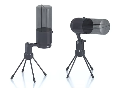 Two Digital Microphones with Tripod Stands for Mobile Phone Audio Recording and Streaming 3d model