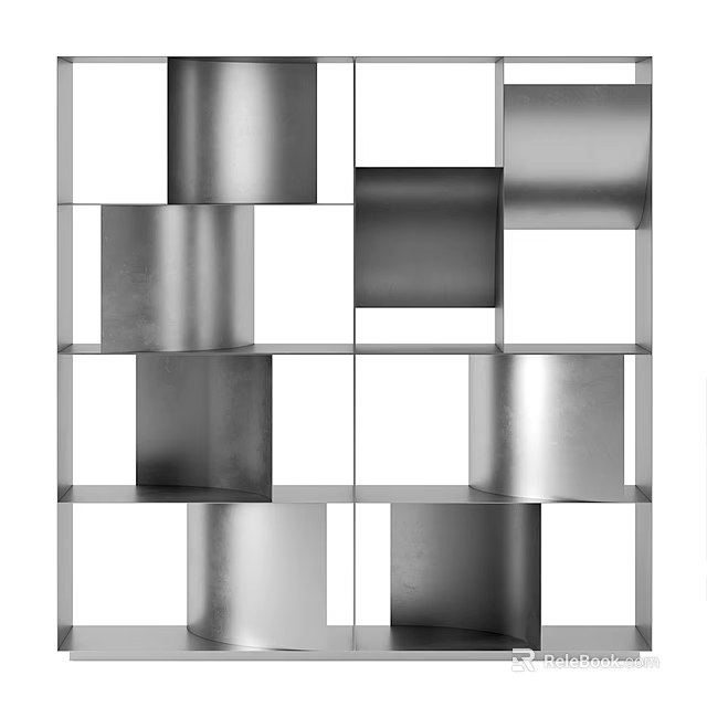 Modern Metal Shelf Unit With Geometric Cube Compartments For Contemporary Home Storage 3d model