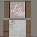 New Chinese background wall bedside background sofa background 3d model