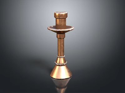 Vintage Copper Candlestick Holder With Decorative Base And Reflective Surface 3d model