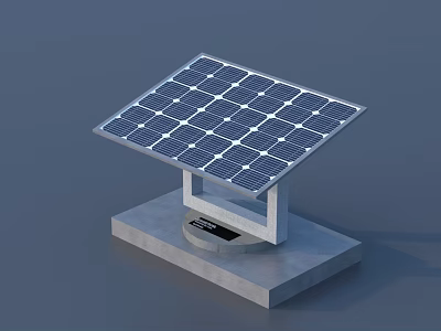 Solar Panel System With Concrete Base And Stand Structure For Renewable Energy 3d model
