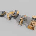 Utility Vehicles Including Excavator Loader Bulldozer And Grader For Construction Work 3d model