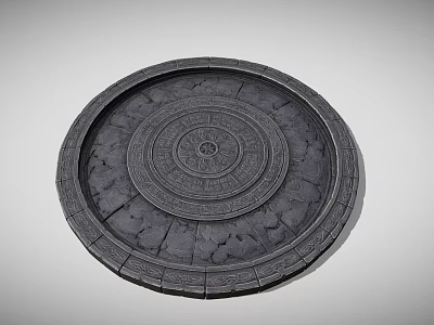 Carved Circular Stone Wood Decorative Plate With Intricate Patterns And Design 3d model