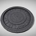 Carved Circular Stone Wood Decorative Plate With Intricate Patterns And Design