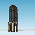 Modern Tall Tower With Glass Facade And Decorative Base Structure Design 3d model