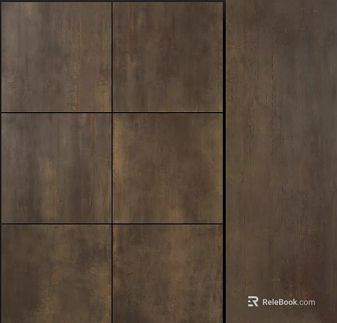 Dark Wood Grain Panel Components With Textured Surface And Jointed Design 3d model 
