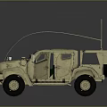 Military Tactical Utility Vehicle with Off Road Wheels Armored Body and Roof Antenna