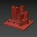 Modern Architectural Building Model Featuring Multi Storey Structures Various Heights And Platform Base 3d model