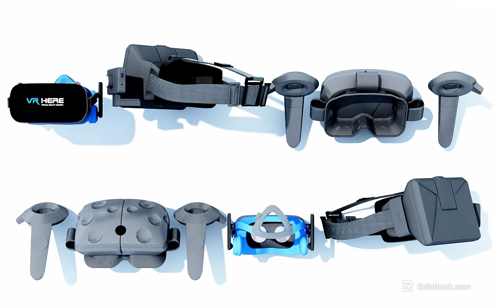 Various VR Headsets And Controllers With Different Designs Shapes And Features 3d model