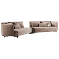 Modern Fabric Sectional Sofa Set With Multiple Cushions And Neutral Tones 3d model