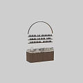 Modern Wooden Showcase Shelves with Multiple Tiers Holding Black Cosmetic Bottles and Marble Countertop