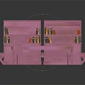 Pink Dining Table Set With Benches And Bookshelves In Modern Design