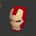 Iron Man Helmet With Red And Gold Finish And Blue Glowing Eyes In 3D Render