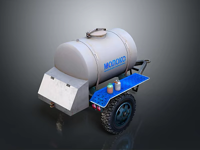Industrial Mobile Tank Equipment MODONCO With Blue Platform Small Containers And Heavy Duty Wheels 3d model