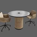 Comfortable Beige Office Chairs With Wheels For Office Meeting Room And Round Table
