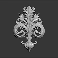 Reflective Silver Decorative Object With Plant Inspired Curled Leaves And Flower Patterns