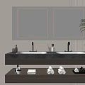 Modern Bathroom Vanity Cabinet With Double Sink Mirrors Storage Shelf And Toiletries