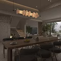 Modern Living And Dining Room Interior With Sofa Coffee Table Dining Table And Bookshelf