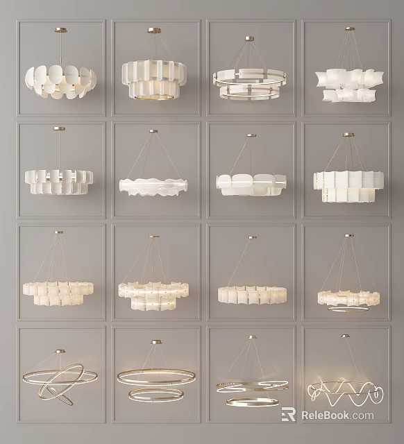 Modern White Chandeliers With Various Elegant Designs For Interior Lighting Decoration 3d model