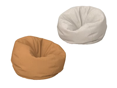 Comfortable Round Bean Bag Chair in Brown and Beige for Living Room Home Use 3d model