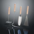 Stainless Steel Kitchen Utensils Set With Wooden Handles And Tools