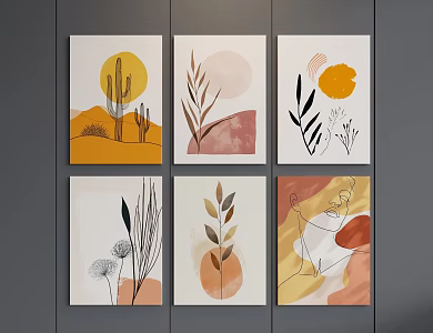 Modern Combination Hanging Painting Decorative Hanging Painting Abstract Hanging Painting Texture Hanging Painting Creative Hanging Painting 3d model