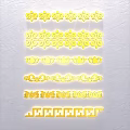 Decorative Yellow Carving Sculptures With Various Patterns Arranged On White Background