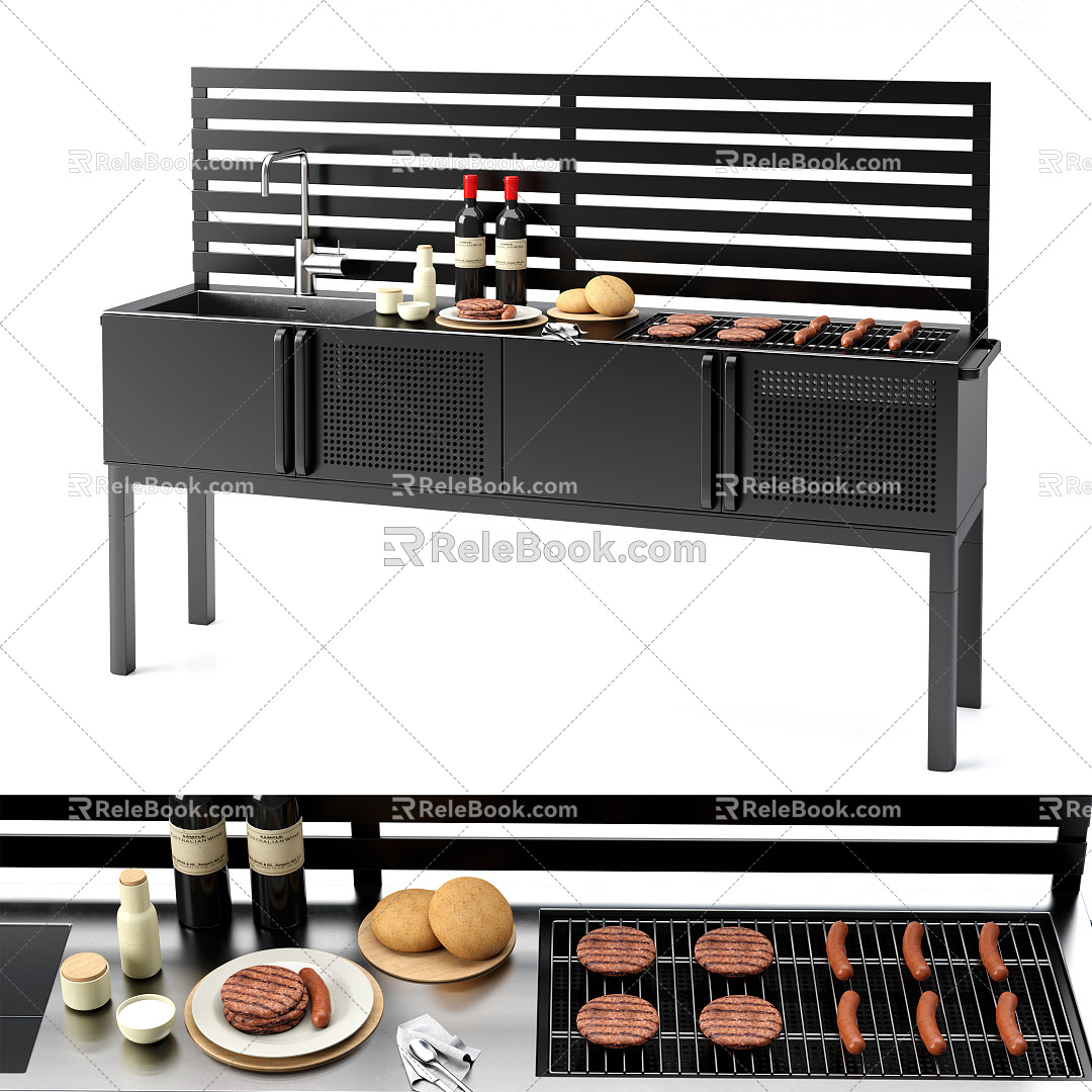 Modern Oven Outdoor Barbecue Oven Cookware Indoor Barbecue Oven Console 3d model