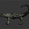 Vintage Bronze Crocodile Shaped Furniture Decorative Ornament With Spiral Patterns And Green Patina