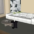 Modern Cream Style Multi-person Sofa Straight Sofa Coffee Table 3d model
