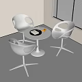 Modern White Round Table with Three Chairs and Window Blinds in Bright Room