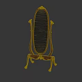 Wooden Standing Mirror With Ornate Carved Frame Classic Design For Home Decor