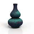 Carved Gourd Shaped Sculptural Vase Featuring Teal And Purple Gradient Design