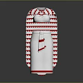 White Kitchen Apron With Red Heart Patterns And Decorative Sash For Daily Use