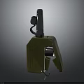Military Weapon 3D Rendered Model With Olive Green Body And Gray Metal Components