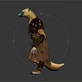 3D Fantasy Bear Warrior Character With Detailed Brown Gold Armor And Clawed Hands
