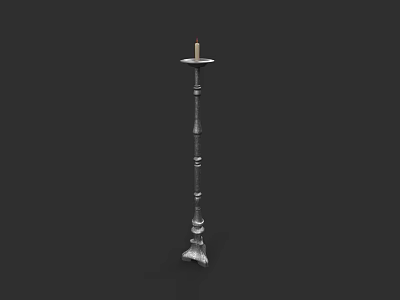 Intricate Metal Sculpture Carving of Tall Candelabra Stand with Detailed Column Base 3d model