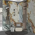 Modern Front Desk Reception Interior Design With Marble Walls And Lounge Chair Decorations
