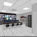 Modern Monitoring Room With Surveillance Monitors Control Console And Ergonomic Chairs