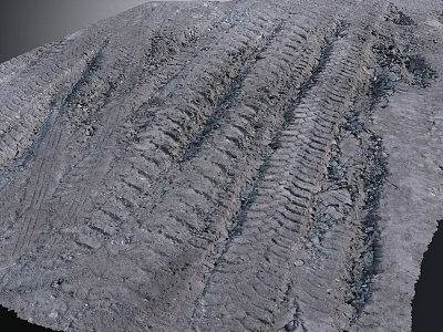 Muddy Ground Surface Showing Deep Tire Tracks And Textured Soil Patterns 3d model