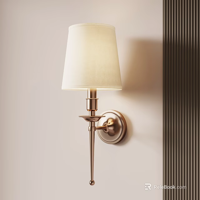 Modern Wall Lamp With White Fabric Shade Metal Frame Mounted On Wall Vertical Striped Accent 3d model 