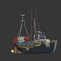 Vintage Wooden Boat On Sandy Beach With Umbrella Chair Ball And Shells