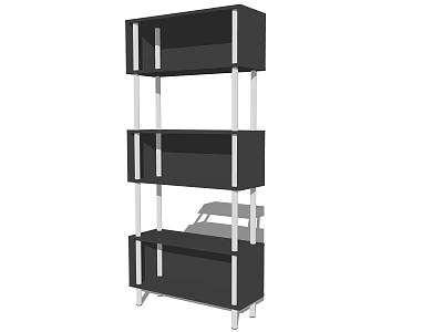 Modern Multi Tier Bookcase With Black Panels And Metal Frame Open Shelves Design 3d model