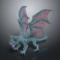 Fierce Fantasy Dragon Game Movie Character With Pink Wings Sharp Claws Glowing Eyes