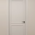 Minimalist White Hinged Door With Modern Panel Design And Black Handle 3d model