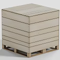 Rustic Wooden Cube Structure With Stacked Planks And Pallet Base