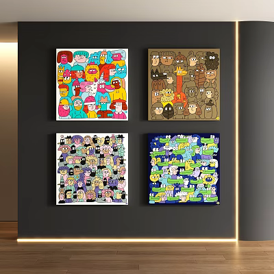Bauhaus Cartoon Decorative Painting 3d model